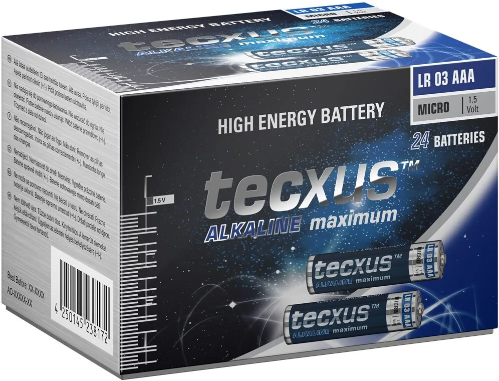 [117334] Batterier Alkaline AAA, LR03, Pakke med 24 stk.