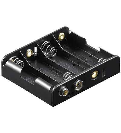 [119277] Batteriholder 4 x AA snaplås (flad)