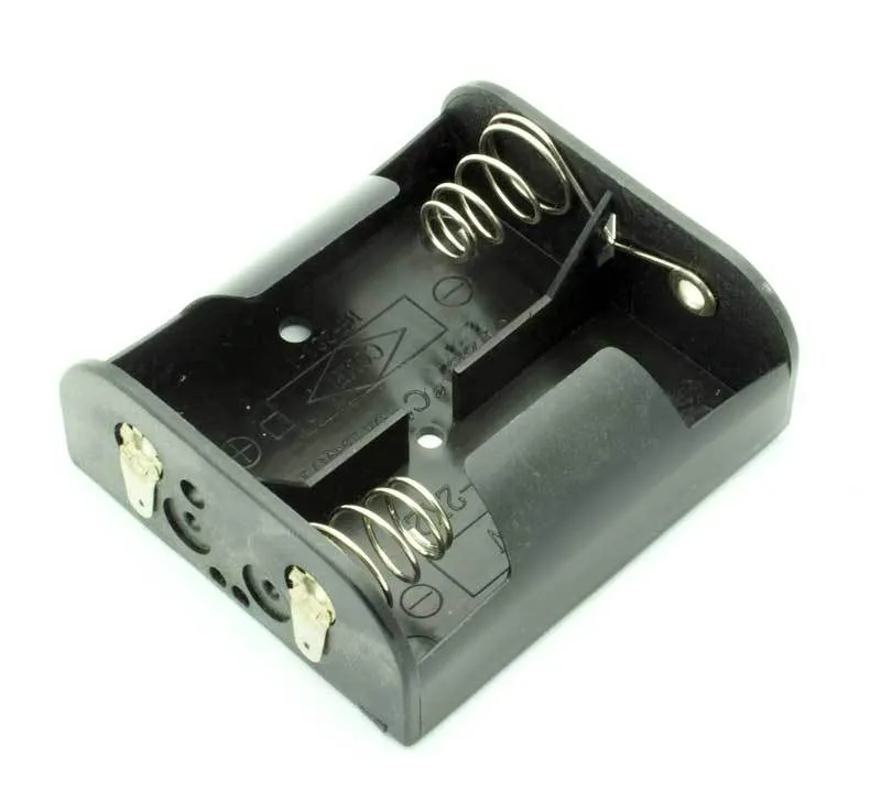 [119537] Batteriholder 2 x C loddeøjer HVID