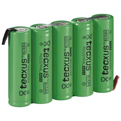 [119691] 5xAA 6,0V 2100mAh. NiMH med loddeflige
