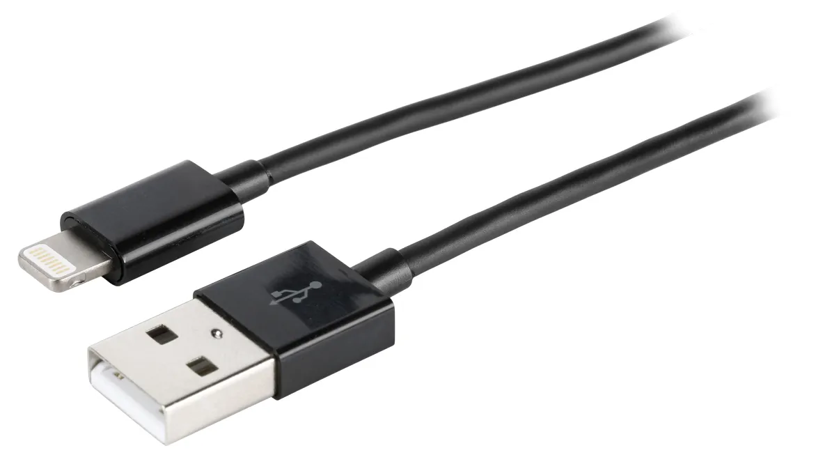 [129600] Lightning cable male  USB A male 1m black
