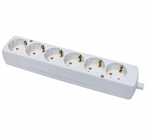 [129871] Stikdåse schuko, 6 udtag, uden kabel, hvid