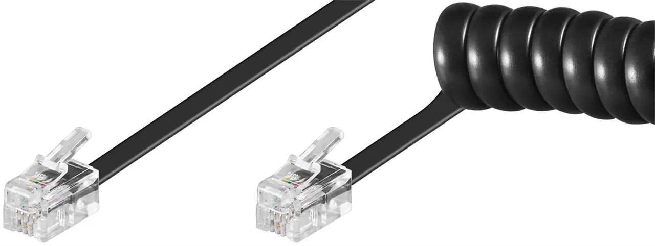 [99938] RJ10-RJ10 HAN/HAN spiralkabel, 2m, (40cm.) SORT