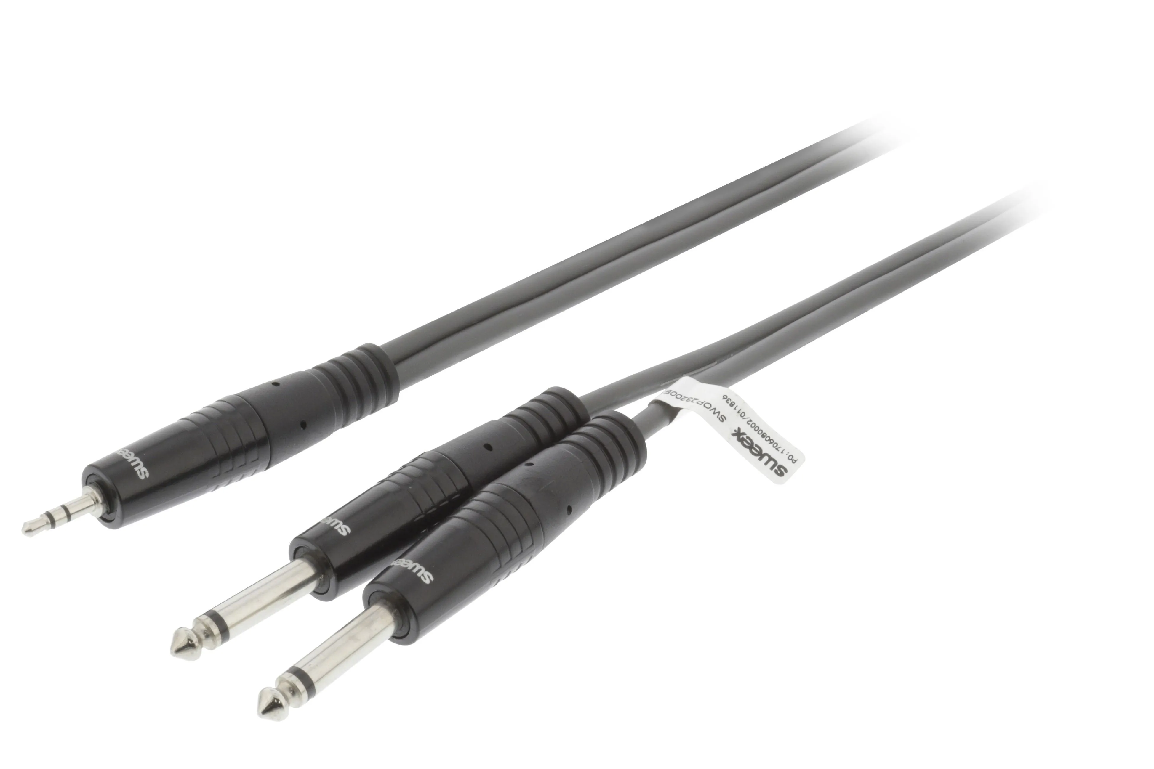 [109937] Minijack stereo han - 2 x Jack mono han, 1.5m SWEEX