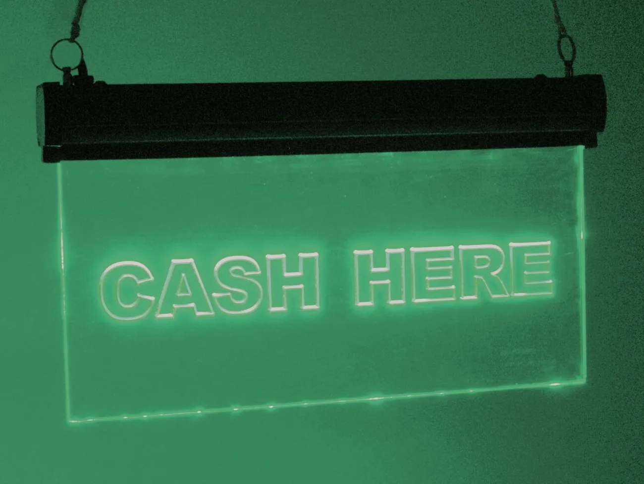 [123749] Lysskilt LED, "CASH HERE"