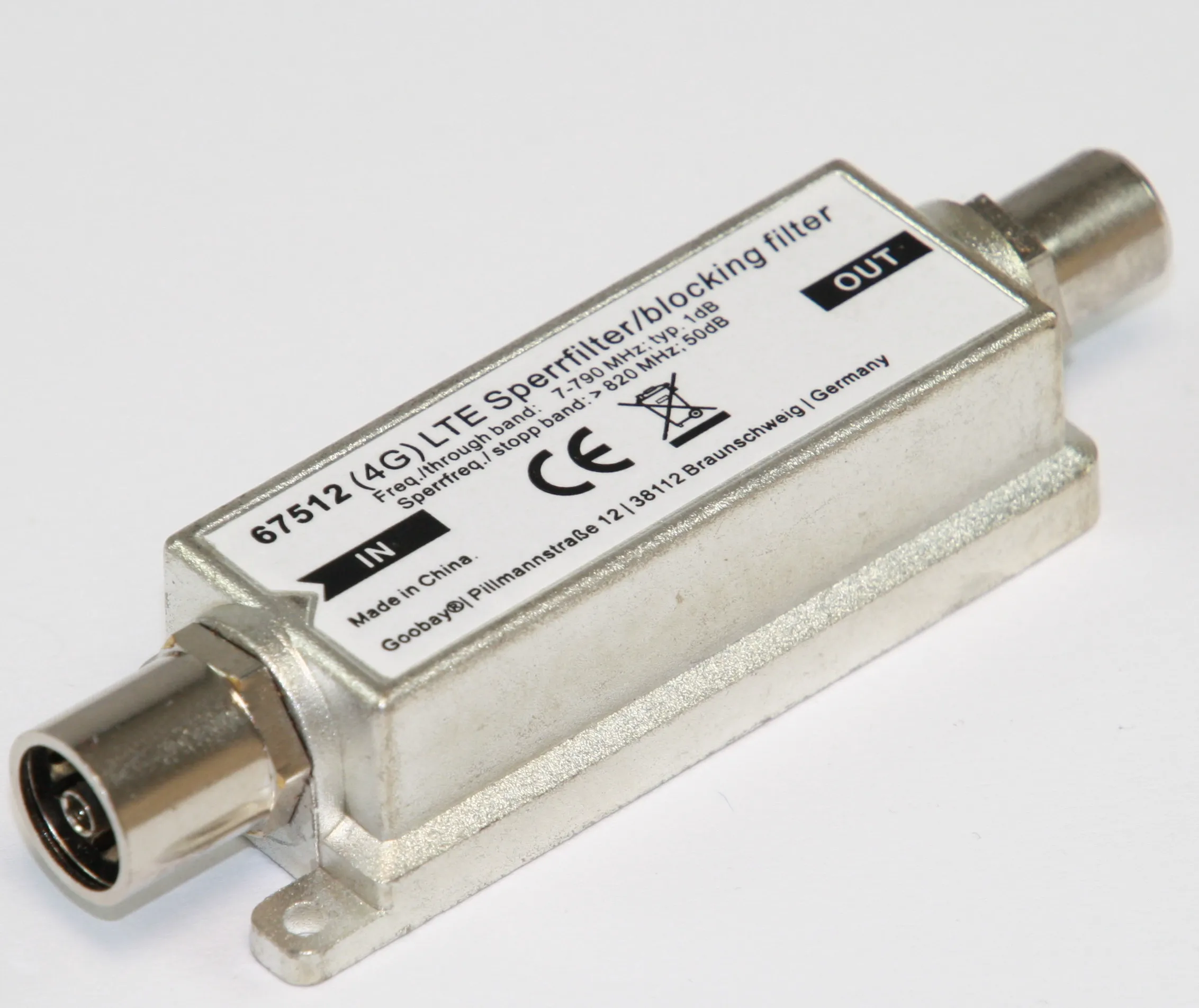 [125100] LTE(4G)-Filter Coaxial Han/Coaxial Hun