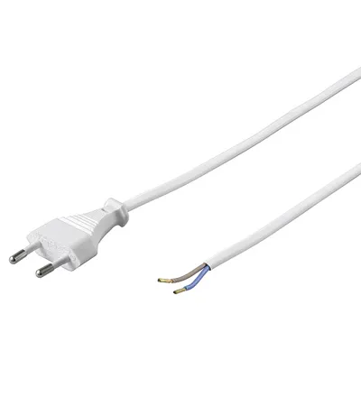 [125336] Euro Power Cable 2m White Open End