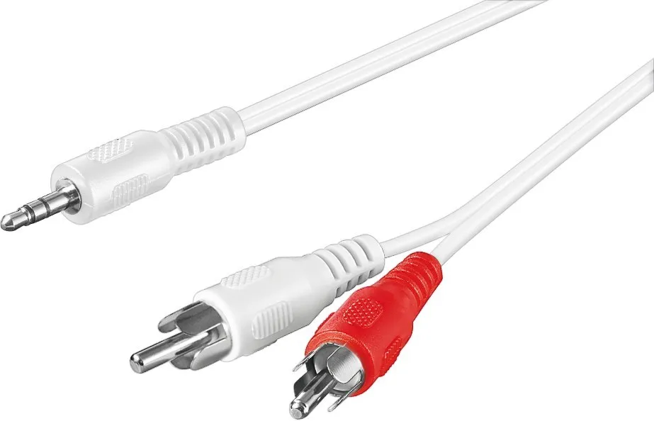 [136759] Minijack 3,5 han -> 2 x phono han, 0,5m Hvid