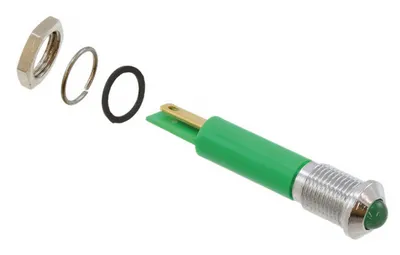 [137514] Led Indicator Hævet Grøn Chrome 8mm 24Vdc