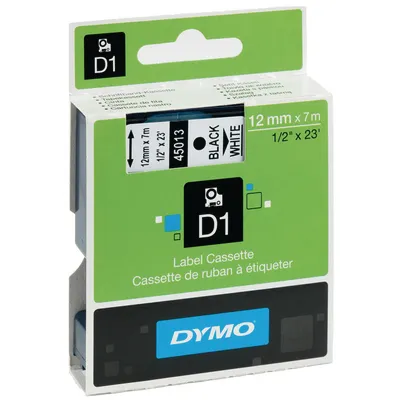 [137543] Dymo-45013 12 mm Sort på hvid