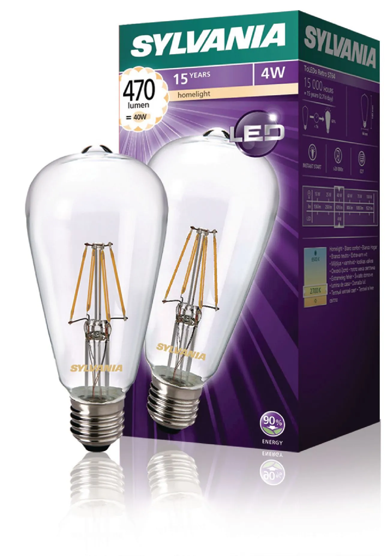 [137791] ST64 470LM 827 Filament Led lamp E27 4W